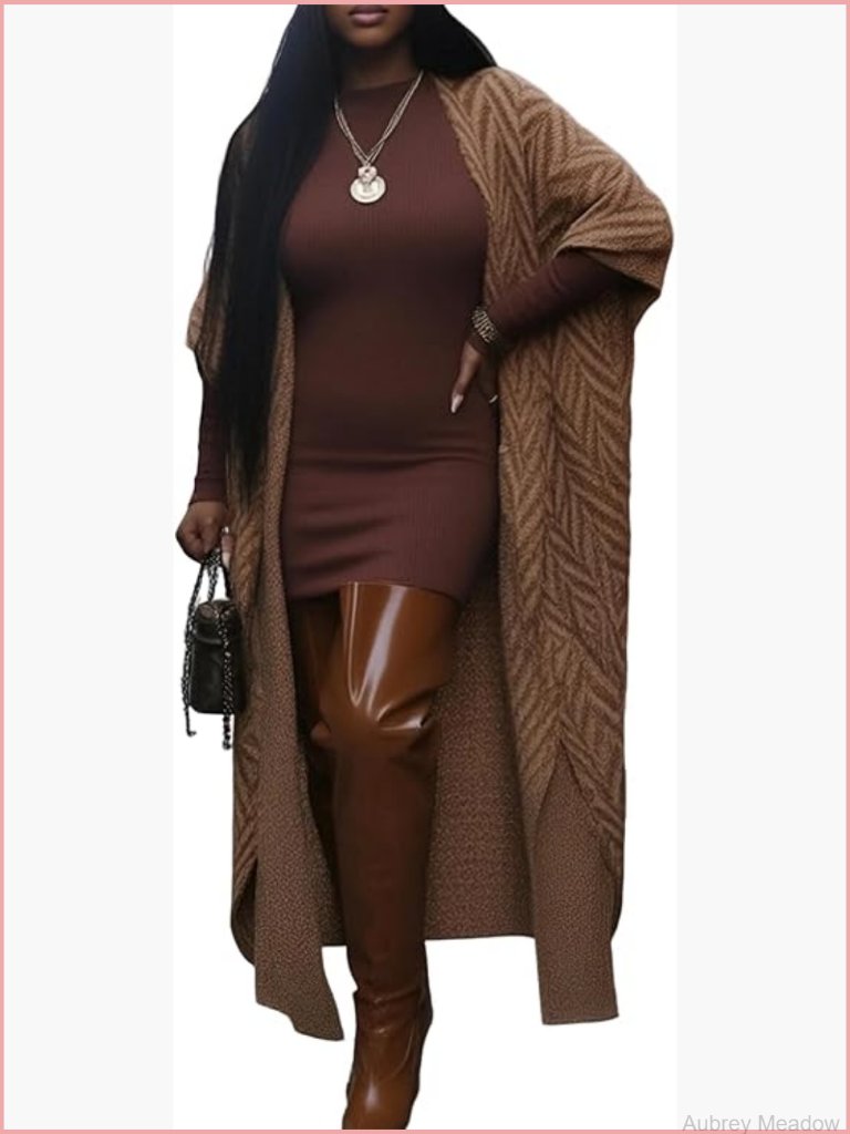 Oversized Striped Long Cardigan Sweater Open Front Cozy Lightweight Plus Size
